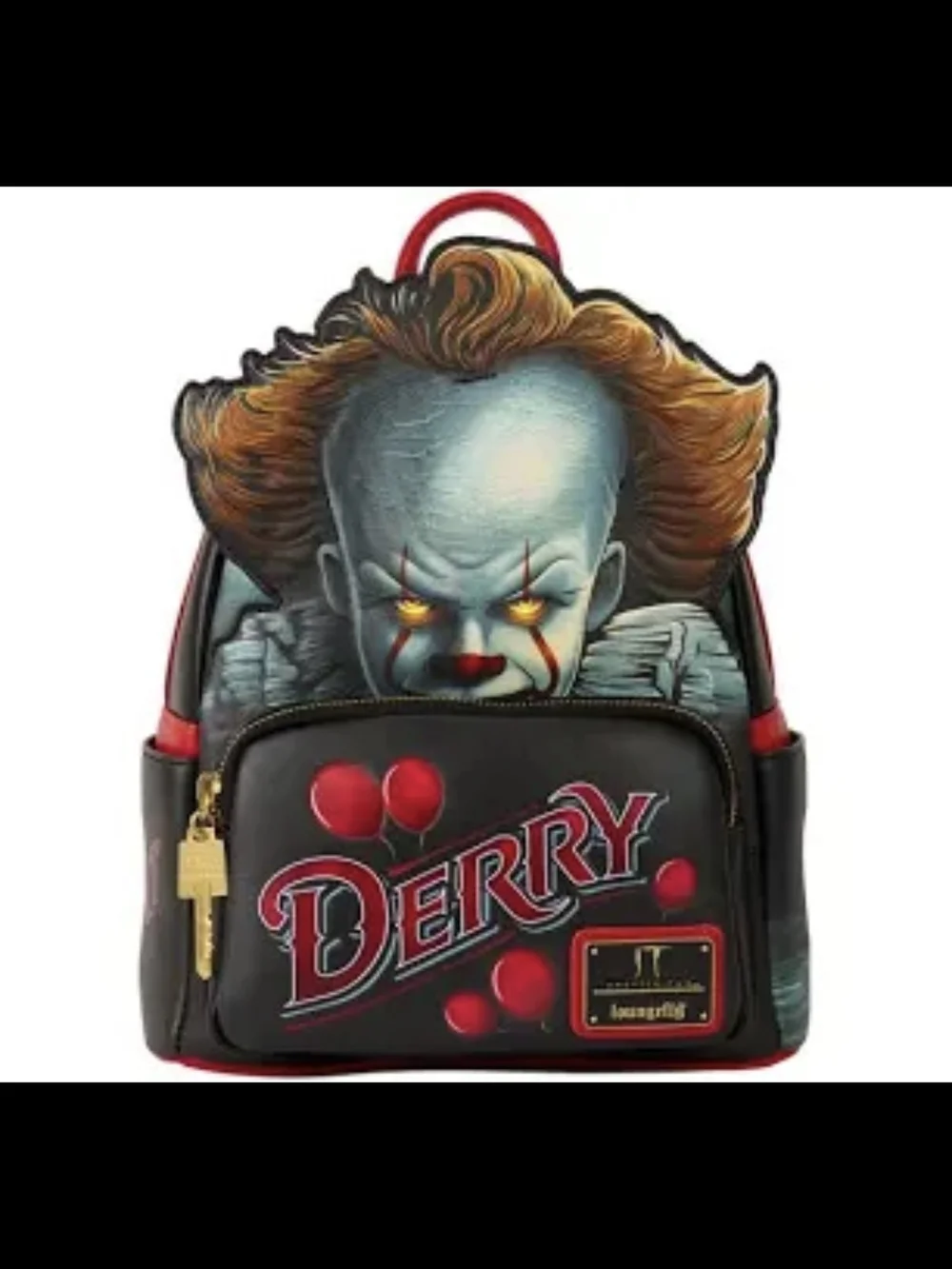 Loungefly Black and Red Pennywise Mini Backpack